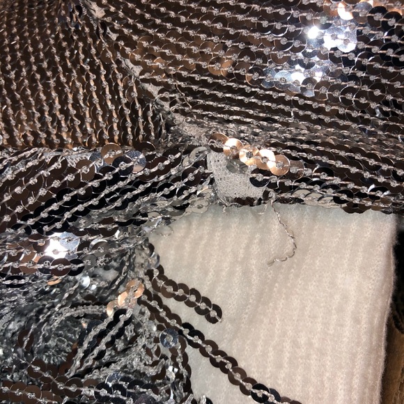 NWT Silver Sequined Crop Top - Picture 4 of 4